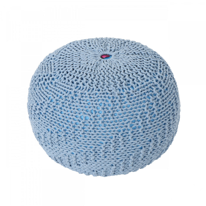 Murphy Upholstered Pouf,100% Cotton - Teal