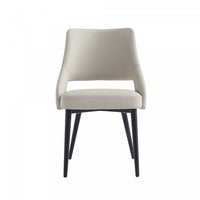 Tremont Modern Metal Vegan Leather Dining Chair in Stone Gray