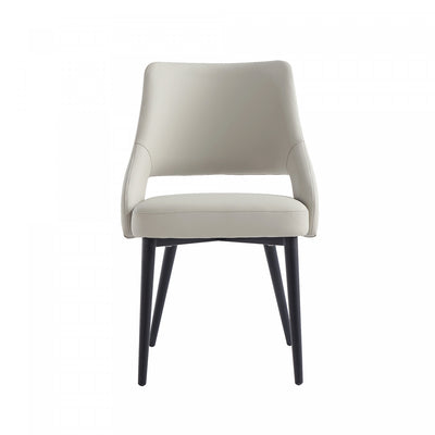 Tremont Modern Metal Vegan Leather Dining Chair in Stone Gray | Chaise de salle a manger moderne Tremont en metal et cuir vegetalien gris pierre