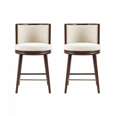 Evalyn Modern Wood Upholstered Counter Stool in Cream - Set of 2 | Tabouret de comptoir moderne en bois et tissu creme Evalyn - Lot de 2
