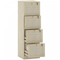 HOMCOM 4 Drawer File Cabinet Lockable Filing Cabinet for A4 Letter Oak