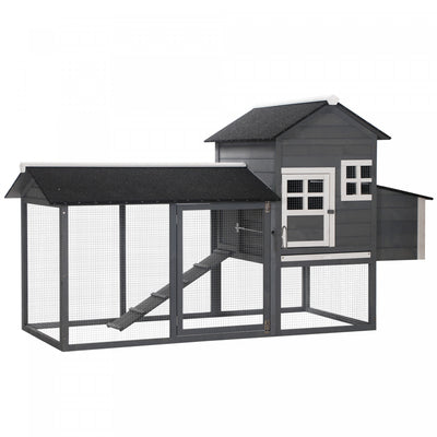 Pawhut 84" Chicken Coop Wooden Hen House Rabbit Hutch Poultry Cage Pen Outdoor Backyard With Nesting|Pawhut 84" Poulailler En Bois Poulailler Lapin Clapier Cage A Volaille Stylo Jardin Exterieur Avec N