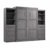 Bestar Pur Queen Murphy Two Shelving Units with Drawers 115-Inch Wall Bed - Bark Grey