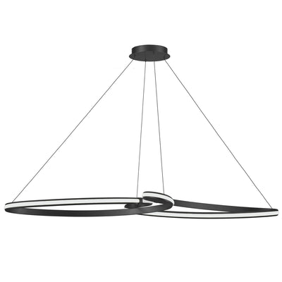 Dainolite Nola LED Horizontal Pendant 76w Matte Black White Silicone Diffuser Lamp|Luminaire suspendu horizontal Nola de Dainolite en silicone blanc qui diffuse la lumière, avec fini noir mat et ampoule à DEL de 76 W