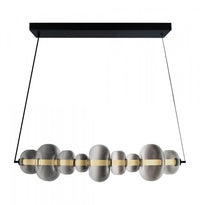 Astra Integrated Led Island Light, Black With Smoke Ombre Glassware Lamp 