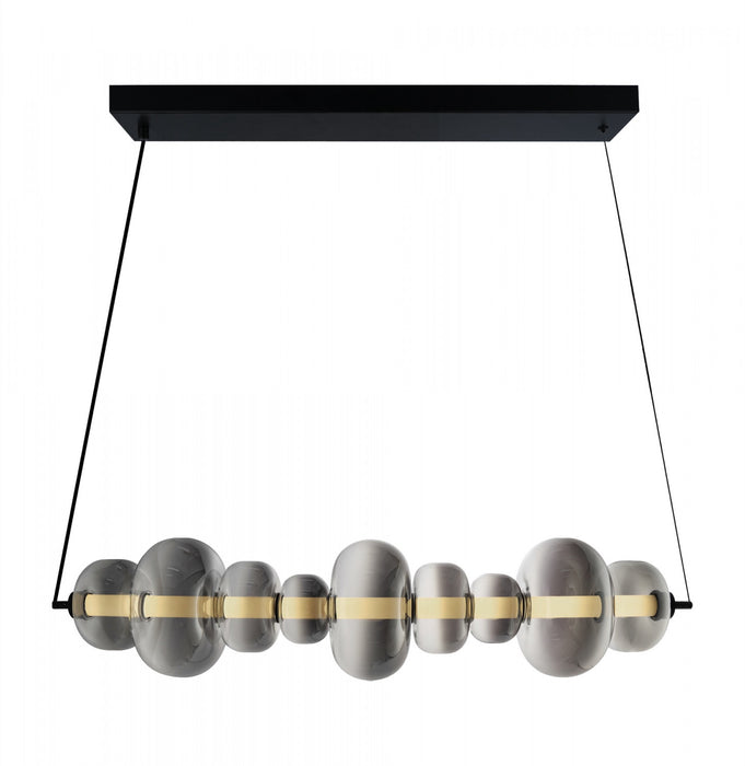 Astra Integrated Led Island Light, Black With Smoke Ombre Glassware