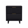 Elara Contemporary 18" Solid Wood Nightstand in Black (2-Drawer) | Table de nuit contemporaine Elara 18" en bois massif noir (2 tiroirs)