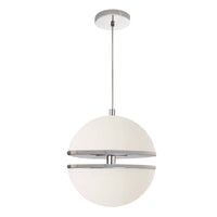 Dainolite Atomic Pendant 30w Polished Chrome White Glass Lamp