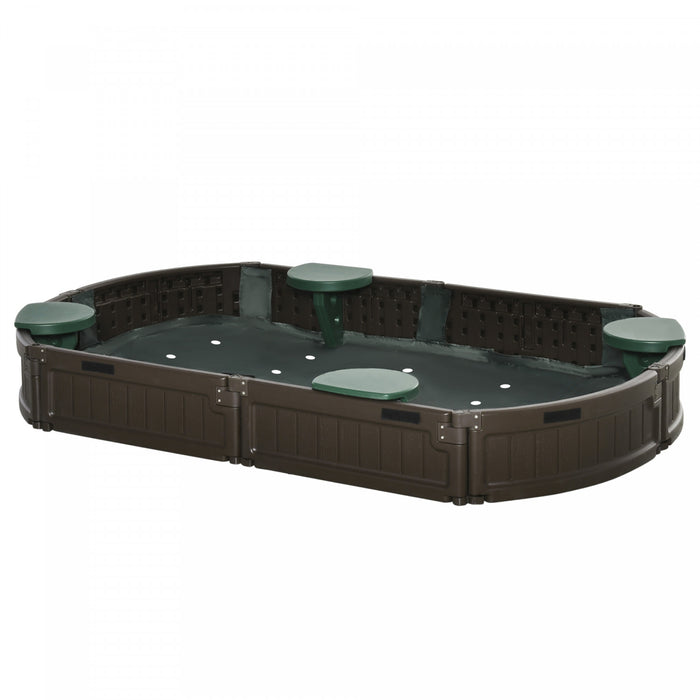 Kids Sandbox With Cover, Sandbox Outdoor With Corner Seat, Easy Assembly, Sand Play Station For Backyard, Garden, 72\" X 41.3\" X 8.9\", Brown