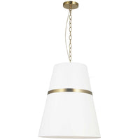 Dainolite Symphony 3 Light Pendant Aged Brass White Shade Lamp