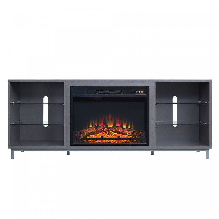 Brighton Modern 2-Piece Electric Fireplace in Black and Gray
