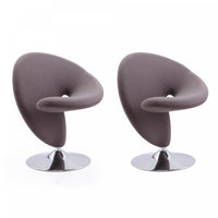 Curl Modern Wool Blend Swivel Lounge Chair in Gray - Set of 2 