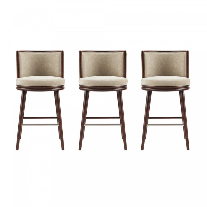 Evalyn Modern Wood Upholstered Barstool in Natural - Set of 3