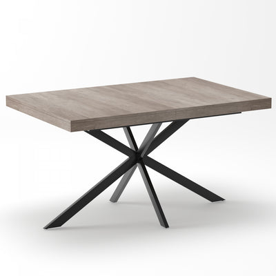 Ethan Retro Rectangular Extendable Dining Table with Hidden Storage,Grey | Ethan Table a manger rectangulaire extensible style retro avec rangement cache, gris