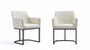 Serena Modern Metal Vegan Leather Armchair in Ivory - Set of 2 Dining Chair