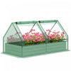 Outsunny 6' X 3' Raised Garden Bed With Mini Greenhouse, Galvanized Outdoor Planter Box With Cover, For Herbs And Vegetables, Use For Patio, Garden, Balcony, Green And Silver