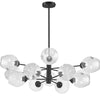 Dainolite Abii 12 Light Chandelier Matte Black Finish Clear Glass Lamp