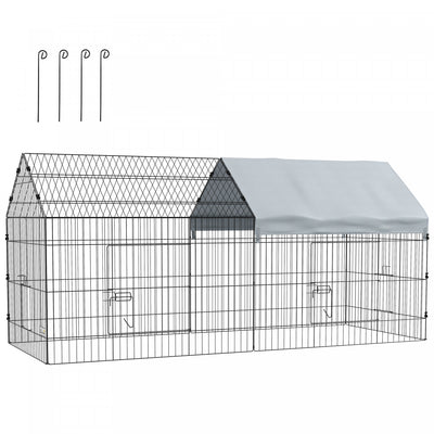 Pawhut 87" Small Animal Cage, Pet Playpen For Chicken, Rabbits, Chinchillas, Outdoor Small Animal Pl|Pawhut Cage Pour Petits Animaux De 87", Parc Pour Poulets, Lapins, Chinchillas, Parc Exterieur Pour