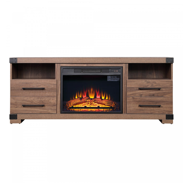 Richmond Industrial Traditional 2-Piece Electric Fireplace in Black and Brown