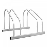 HOMCOM 2-Bike Adjustable Bike Rack, Steel Bike Stand, Ground Mount Garage Organizer for Indoor and Outdoor Use, Silver