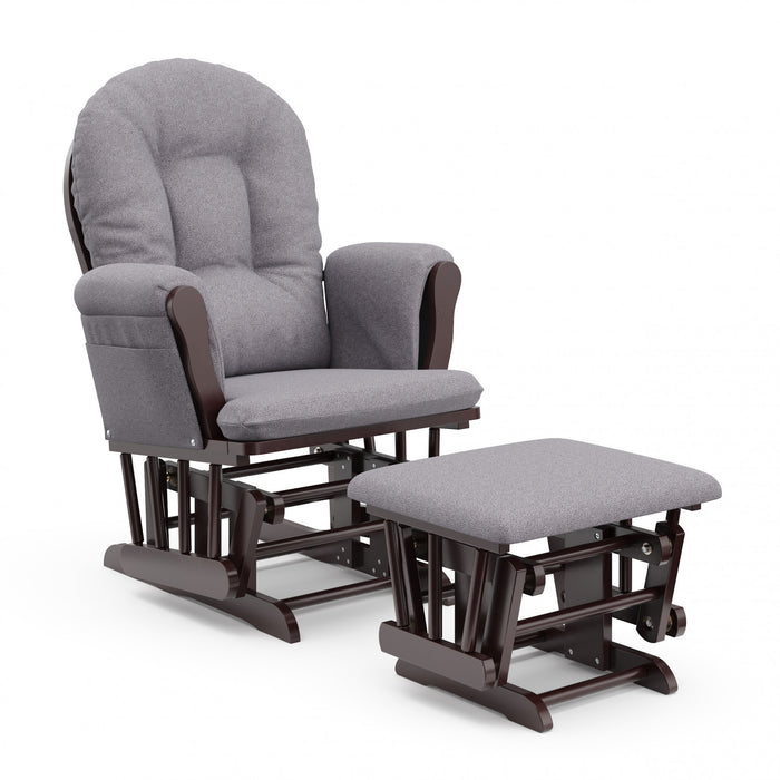 Storkcraft Hoop Glider and Ottoman - Espresso/Gray Swirl