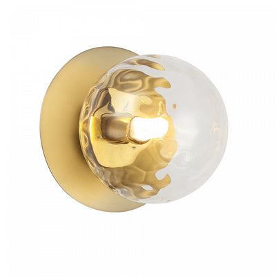 Dainolite Burlat 1 Light Wall Sconce Aged Brass Clear Glass Lamp|Applique murale Burlat de Dainolite en verre transparent, avec fini laiton vieilli et 1 ampoule