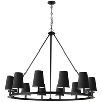 Dainolite Colby 12 Light Chandelier Matte Black 12 Black/White Shades Lamp
