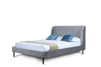 Heather Mid-Century Modern Velvet Upholstered Full Bed in Gray and Black 