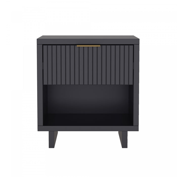 Elara Contemporary 18\" Solid Wood Nightstand in Charcoal Gray (1-Drawer)