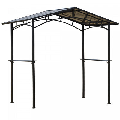 Outsunny 8' X 5' Hardtop Grill Gazebo Aluminium Bbq Canopy Gazebo Outdoor Canopy With Side Shelves|Outsunny 8' X 5' Gazebo De Grill Bbq D'exterieur Gazebo Auvent Avec Etageres Laterales Pc Toit Alumi