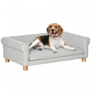 Pawhut Modern Pet Sofa Cat Or Medium Large Dog Bed W/ Removable Seat Cushion, Light Grey