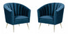 Rosemont Mid-Century Modern Velvet Accent Armchair in Blue - Set of 2