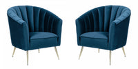 Rosemont Mid-Century Modern Velvet Accent Armchair in Blue - Set of 2