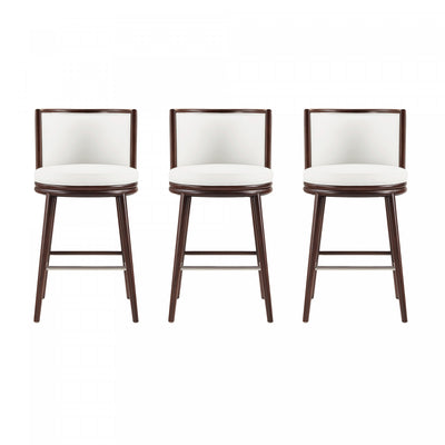 Evalyn Modern Wood Upholstered Barstool in White - Set of 3 | Tabouret de bar moderne en bois et tissu Evalyn blanc - Lot de 3