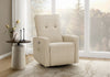 Small Upholstered Reclining Chair, Usb Ports Included, Beige Fabric, Contemporary, Modern Recliner