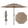 Costway 10 ft 3-tier Vented Patio Umbrella Large Market Table Umbrella Outdoor Sun Shade Brown