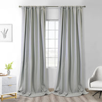 Thermaplus Brooklyn Grey Blackout Dual Header Curtain Panel - 52 x 95