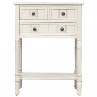 Olivia Solid Wood Console Table With Drawers And Bottom Shelf - White