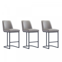 Serena Modern Metal Upholstered Counter Stool in Taupe - Set of 3 Bar Stool