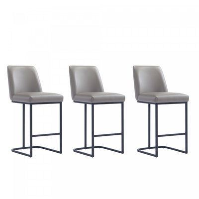 Serena Modern Metal Upholstered Counter Stool in Taupe - Set of 3 Bar Stool | Tabouret de comptoir moderne en metal et tissu Serena, taupe - Lot de 3