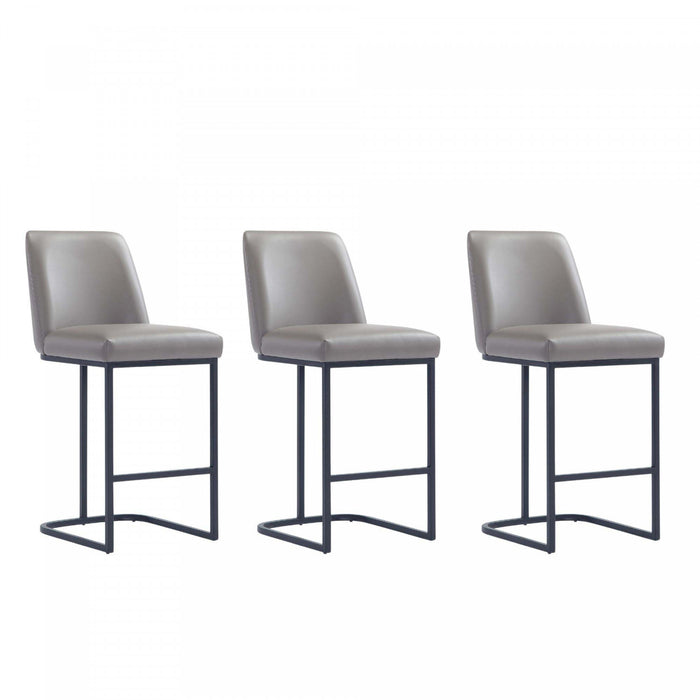 Serena Modern Metal Upholstered Counter Stool in Taupe - Set of 3 Bar Stool