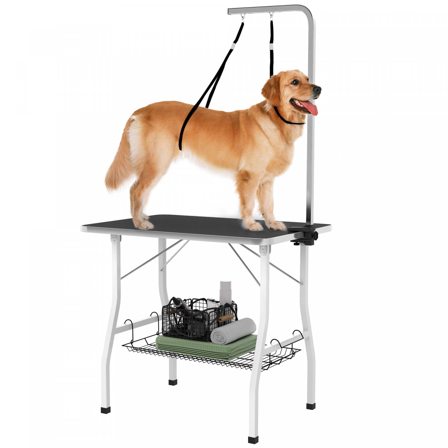 Pawhut 35in Dog Grooming Table With Adjustable Arm, Foldable Pet