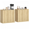 HOMCOM Sideboard Buffet Cabinet Set of 2, Fluted Kitchen Cabinet, Oak