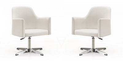 Pelo Modern Vegan Leather Swivel Lounge Chair in White - Set of 2 Accent Chair | Fauteuil pivotant moderne en cuir vegetalien Pelo, blanc - Lot de 2