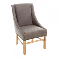 Lance Nailhead Trim Upholstered Fabric Dining Chair - Brown, Grey 