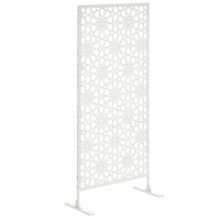 Outsunny Metal Outdoor Privacy Screen, Outdoor Divider with Stand, White