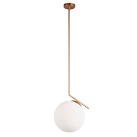 Dainolite Orion 1 Light Pendant Plated Gold Finish White Glass Lamp