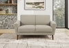 Upholstered Love Seat, 58\" L, Light Brown Fabric, Walnut Wood Legs, Mid-Century, Modern Loveseat