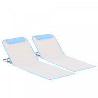 Outsunny 2 Pcs Folding Beach Lounge Chair W/ Pillow, Beige