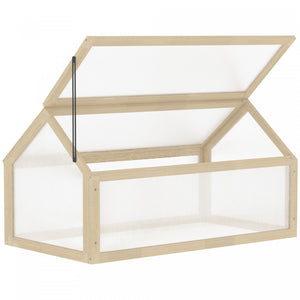 Outsunny Wooden Cold Frame Greenhouse Garden Portable Raised Planter With Openable Top For Indoor, Outdoor, Flowers, Vegetables, Plants, 35.5